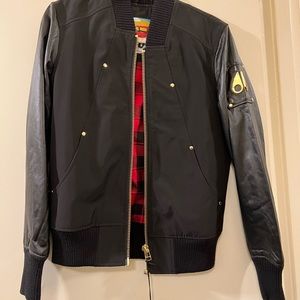 New, never used . Moose Knuckles Men's Valeri Gold Varsity Jacket Black